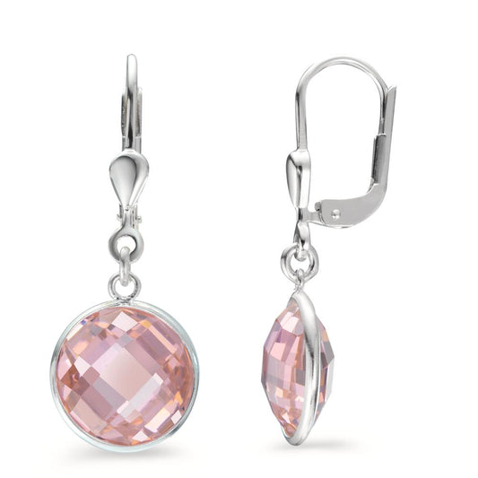 Orecchini Argento Zirconia rosa Ø10 mm