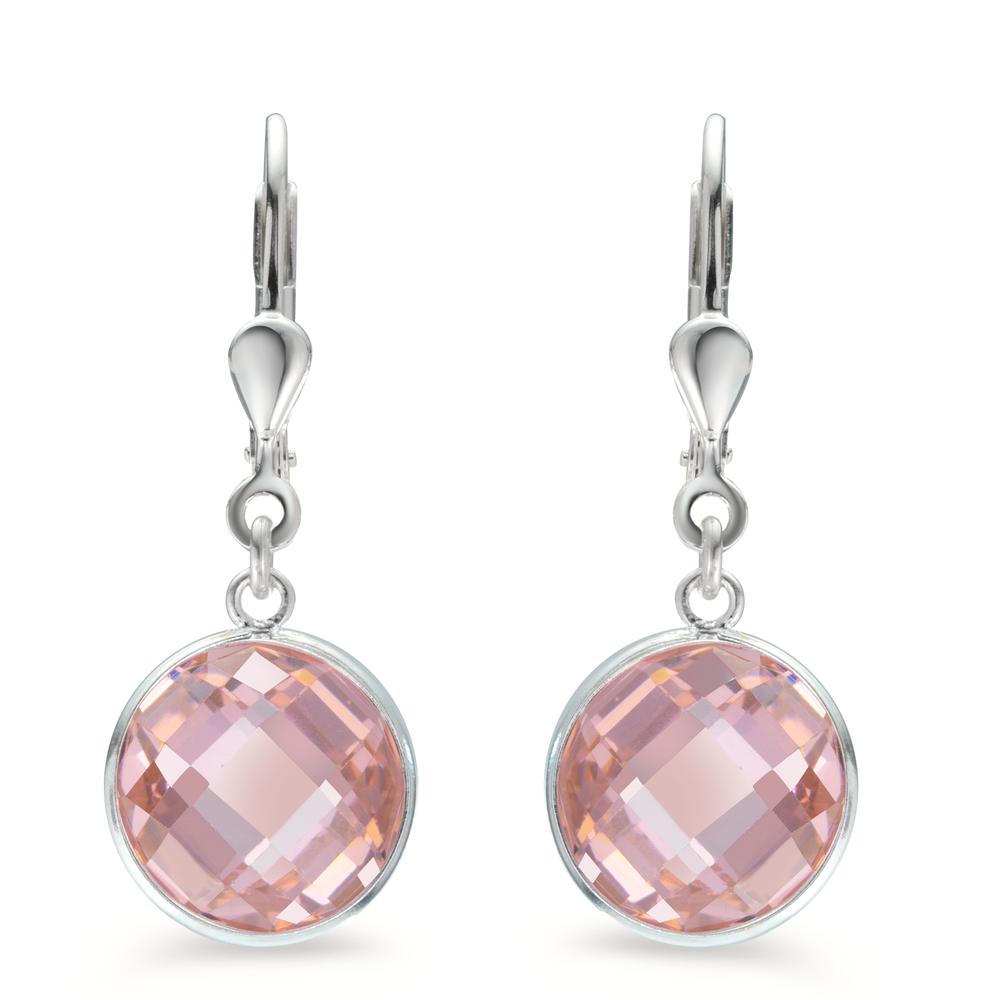 Orecchini Argento Zirconia rosa Ø10 mm