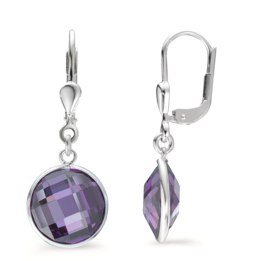 Orecchini Argento Zirconia Viola, 2 pietra Ø10 mm