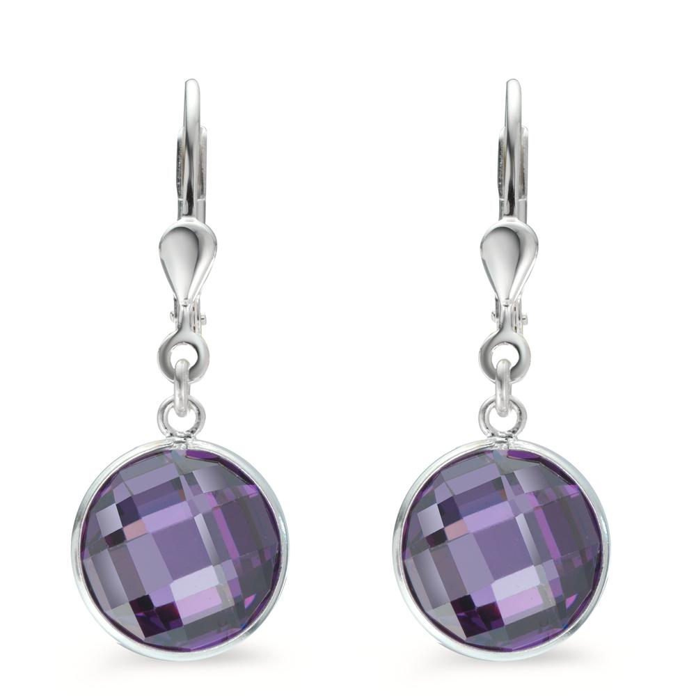 Orecchini Argento Zirconia Viola, 2 pietra Ø10 mm