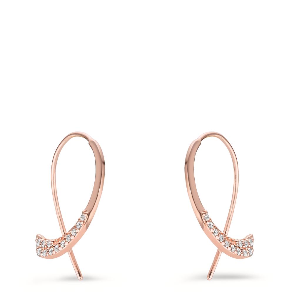 Orecchini Argento Zirconia bianco, 24 pietra rosa dorato