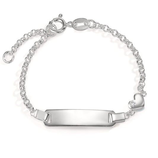 Bracciale con incisione Argento Zirconia Cuore 12-14 cm