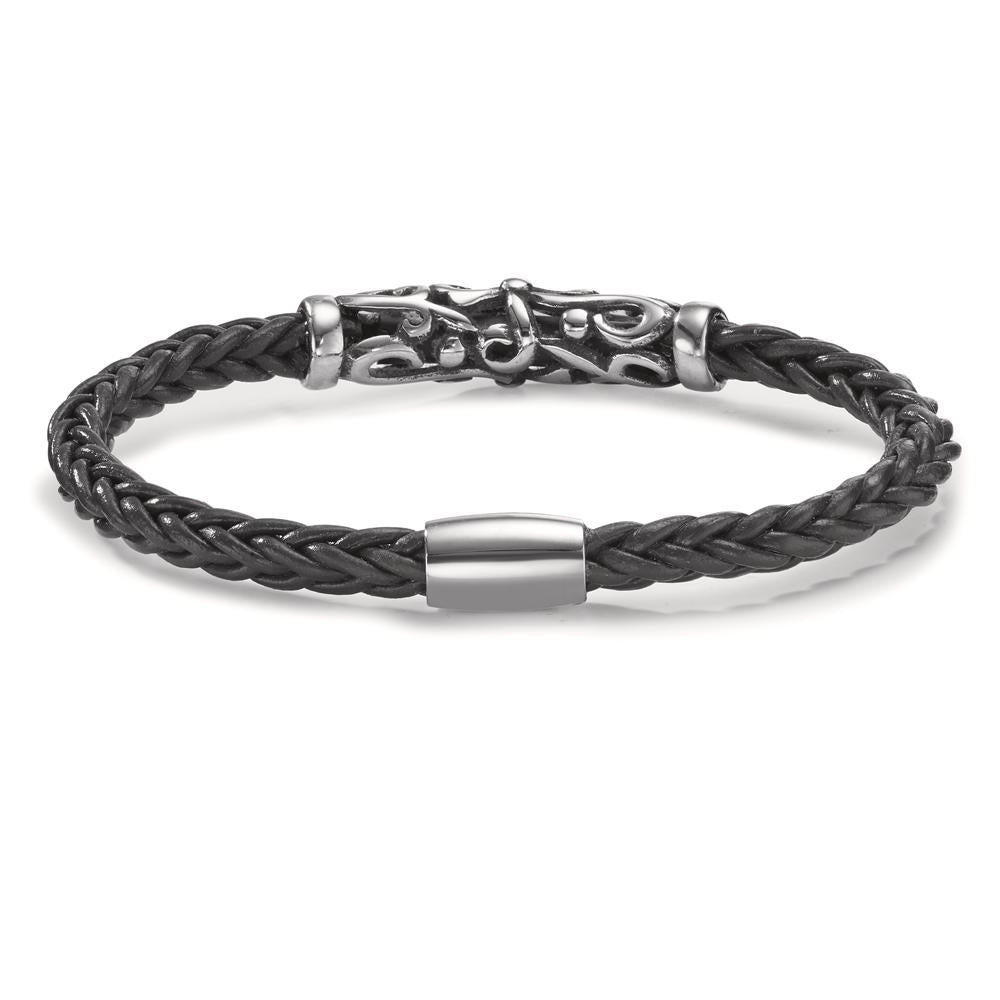 Bracciale Acciaio inossidabile, Pelle patinato 22 cm Ø6.5 mm