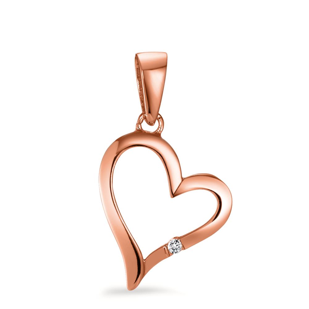 Ciondolo Argento Zirconia rosa dorato Cuore