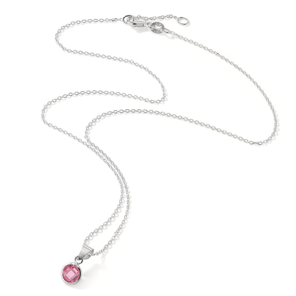 Catena con ciondolo Argento Zirconia rosa 40-42 cm Ø6 mm