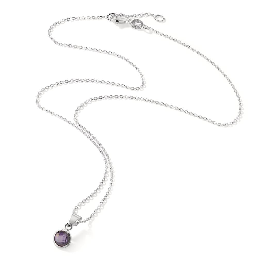 Catena con ciondolo Argento Zirconia Viola 40-42 cm Ø6 mm