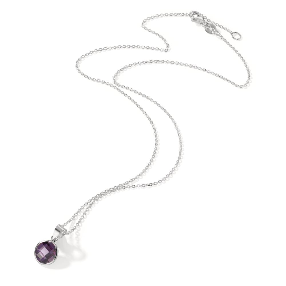 Catena con ciondolo Argento Zirconia Viola 40-42 cm Ø8 mm