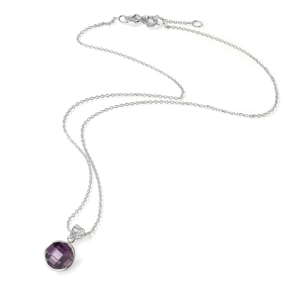 Catena con ciondolo Argento Zirconia Viola 40-42 cm Ø10 mm