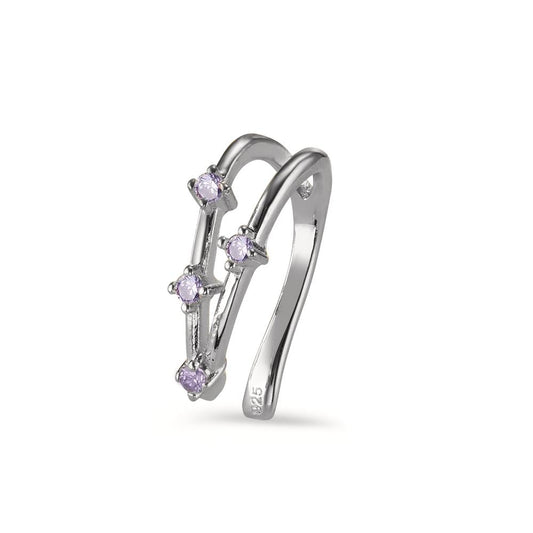 Clip per orecchio Argento Zirconia viola, 4 pietra rodiato Ø10 mm