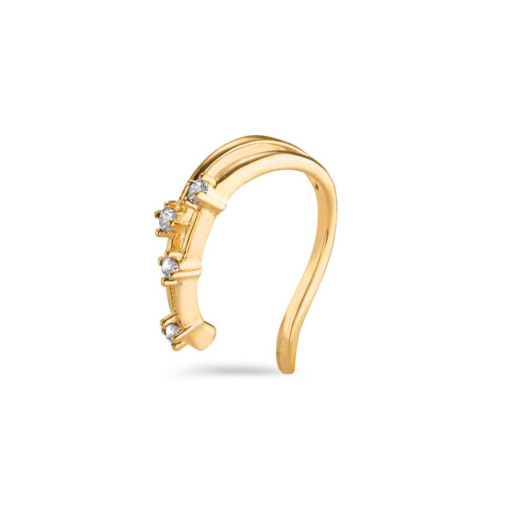 Clip per orecchio Argento Zirconia 4 pietra giallo dorato Ø10 mm