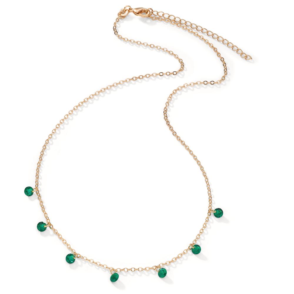 Collana Bronzo Zirconia verde, 7 pietra dorato 40-45 cm