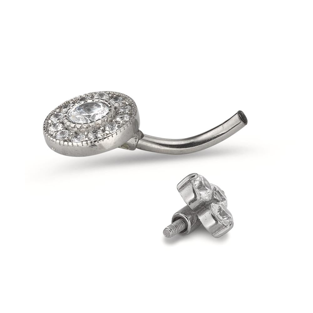 Piercing all'ombelico Acciaio inossidabile Zirconia bianco Ø9 mm