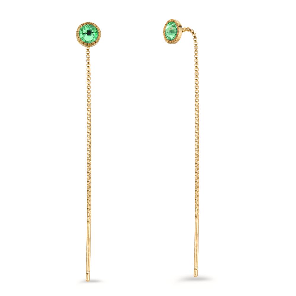 Orecchini Argento Zirconia verde, 2 pietra giallo dorato