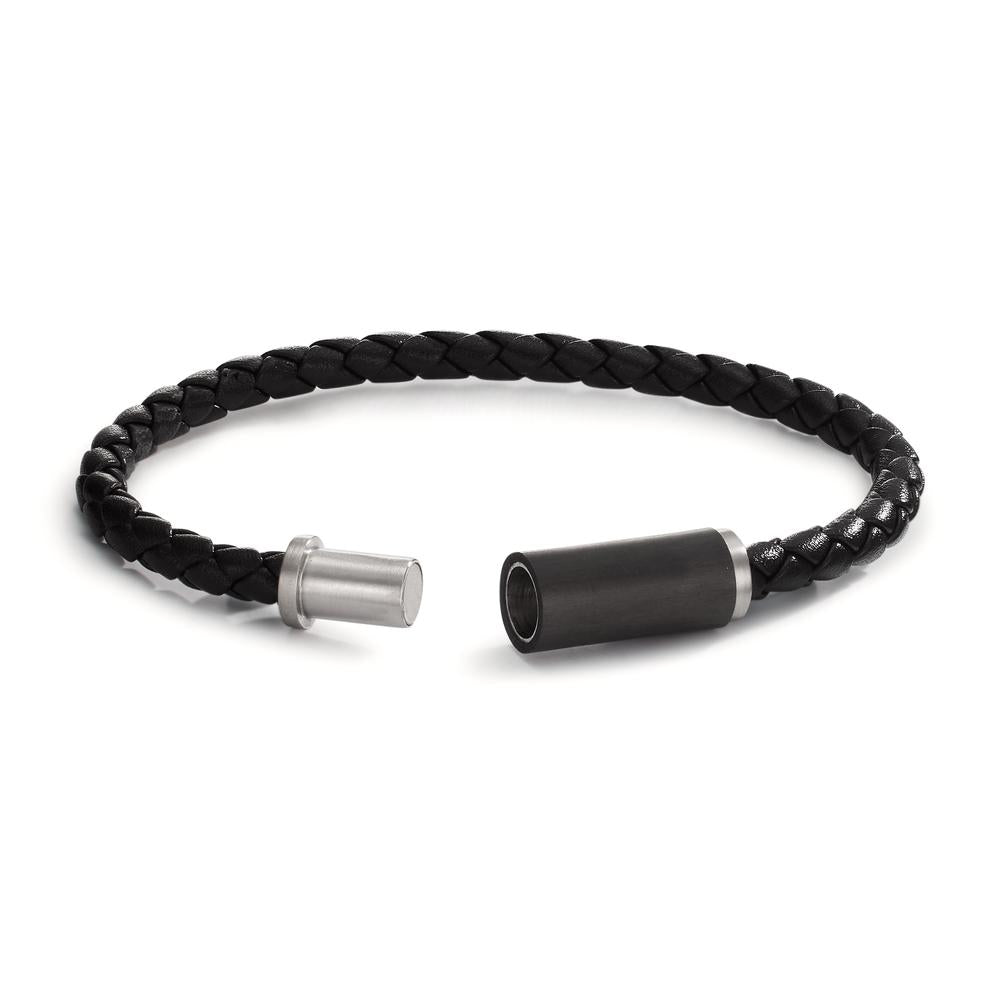 Bracciale Acciaio inossidabile, Pelle, Carbonio 21 cm Ø5.5 mm