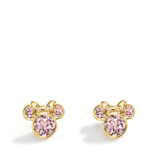 Orecchini a bottone Oro giallo 375/9K Zirconia rosa, 6 pietra Ø8 mm