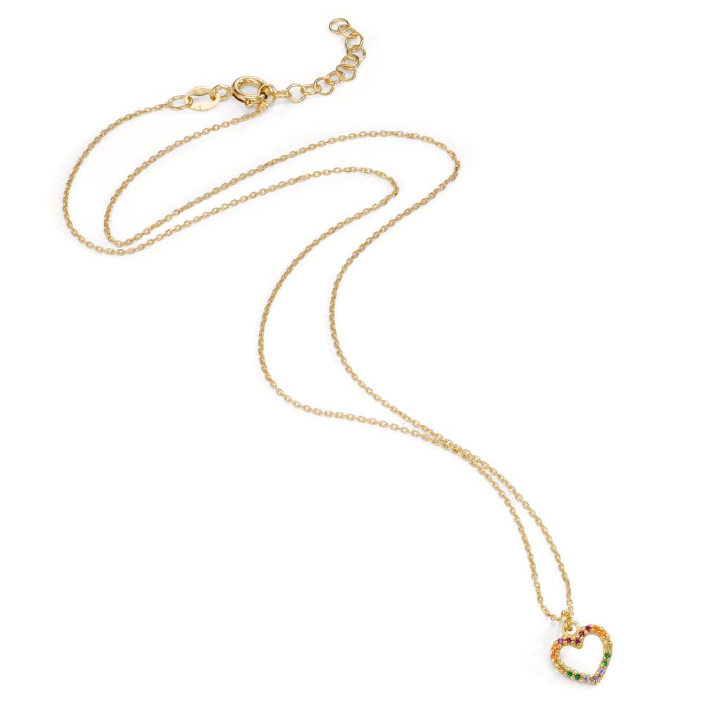 Collana Argento Zirconia colorato giallo dorato Cuore 42-45 cm