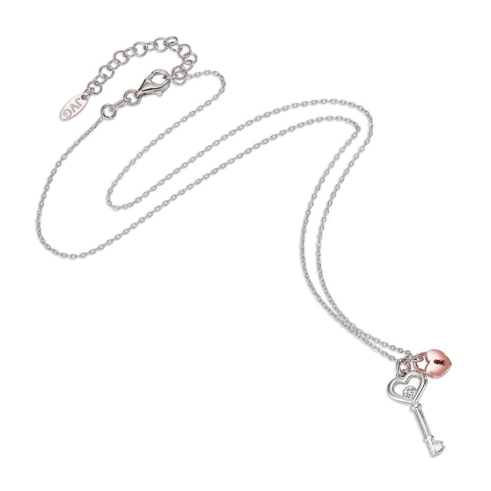 Collana Argento Zirconia bicolore Chiave 40-44 cm