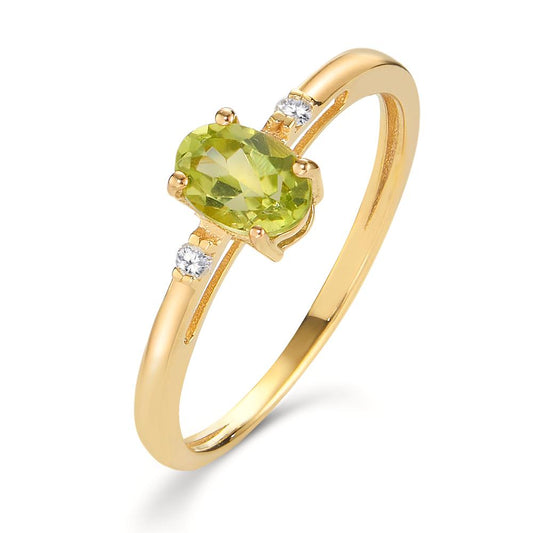 Anello Oro giallo 750/18 carati Peridoto 0.50 ct, Diamante 0.03 ct, 2 pietra, w-si