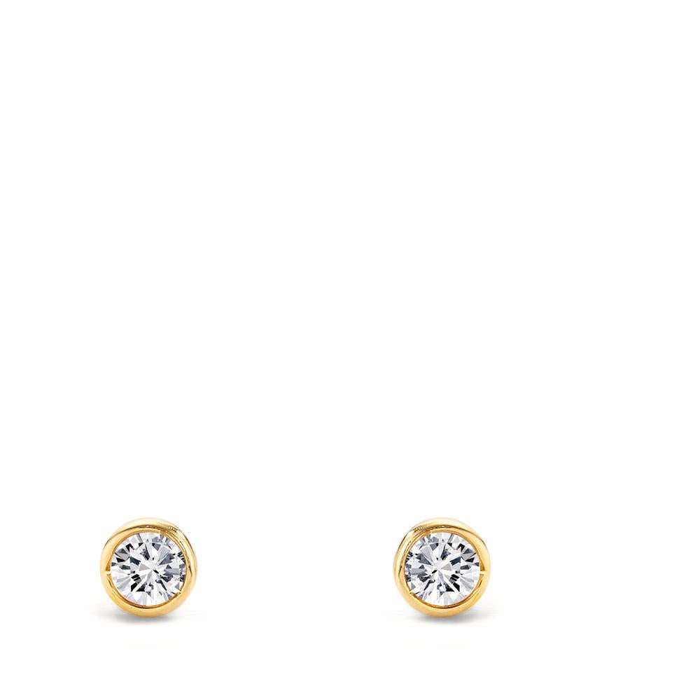 Orecchini a bottone Oro giallo 750/18 carati Diamante 0.10 ct, 2 pietra, w-si Ø3.5 mm