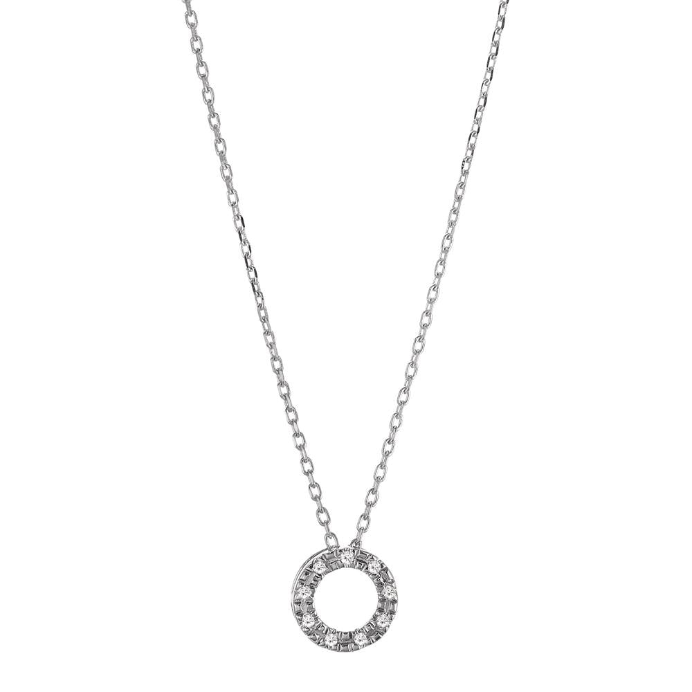 Collana Oro bianco 750/18 carati Diamante 0.018 ct, 9 pietra, w-si 42 cm