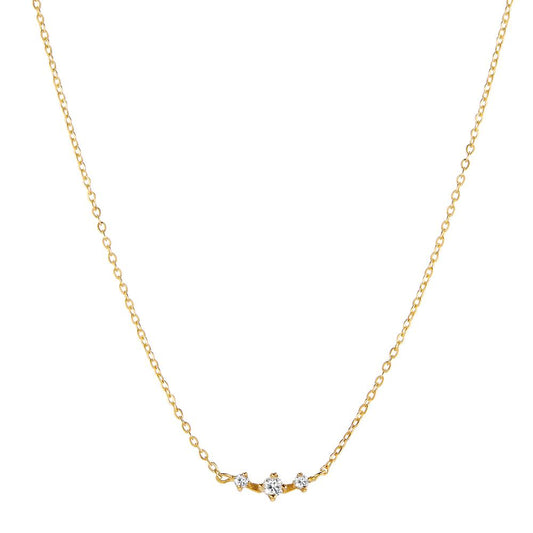 Collana Oro giallo 750/18 carati Diamante 0.05 ct, 3 pietra, w-si 40-42 cm