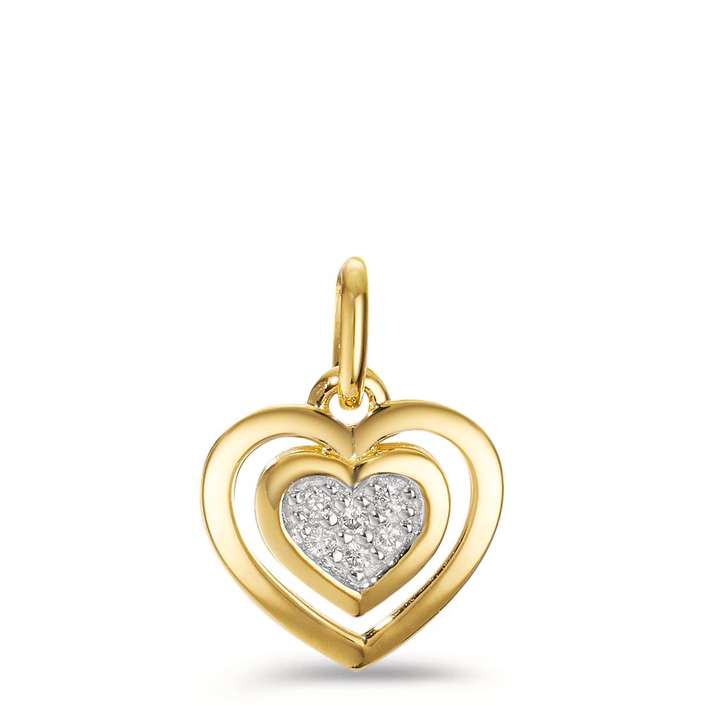 Ciondolo Oro giallo 750/18 carati Diamante 0.03 ct, 6 pietra, w-si Cuore Ø10 mm