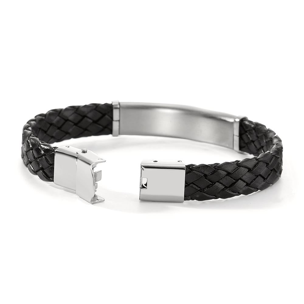 Bracciale con incisione Acciaio inossidabile, Pelle 21 cm