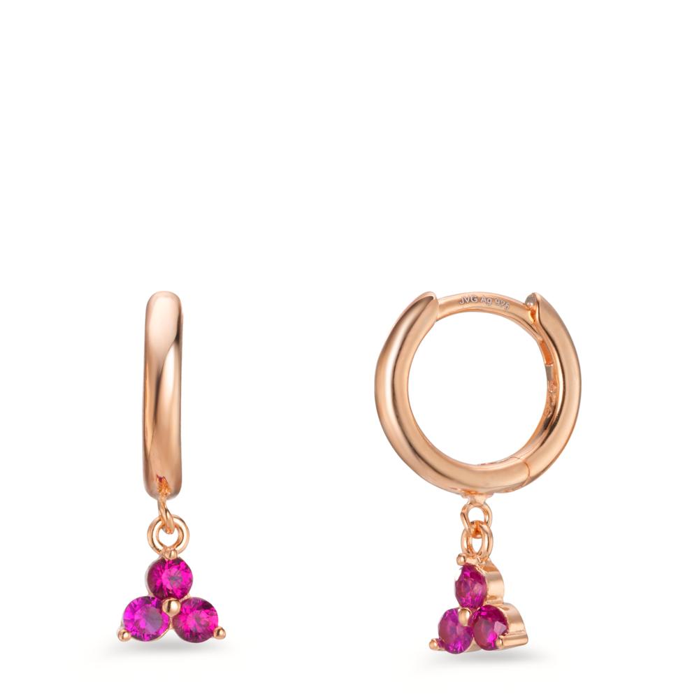 Orecchini circolari Argento Zirconia rosa, 6 pietra rosa dorato