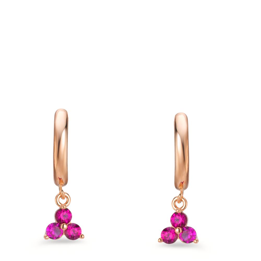 Orecchini circolari Argento Zirconia rosa, 6 pietra rosa dorato