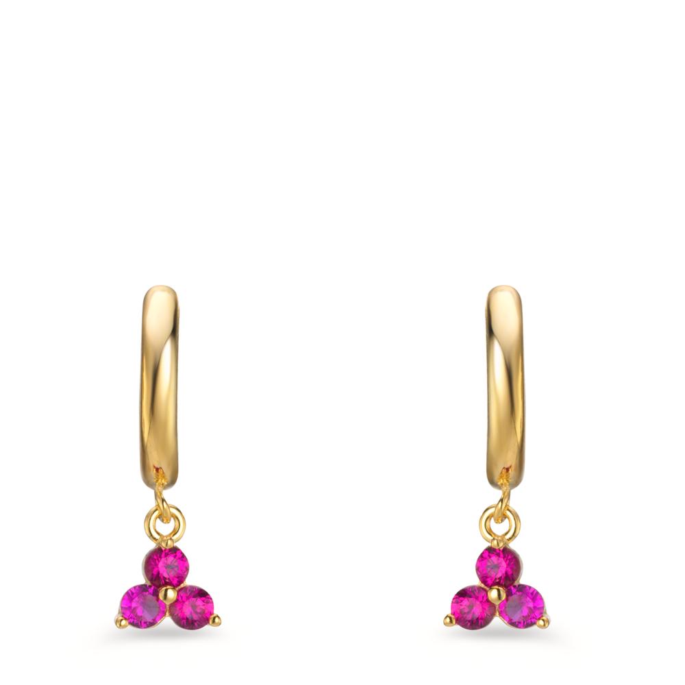 Orecchini circolari Argento Zirconia rosa, 6 pietra giallo dorato