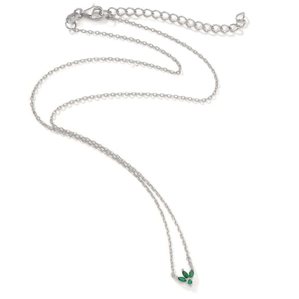 Collana Argento Zirconia verde, 4 pietra rodiato 38-42 cm