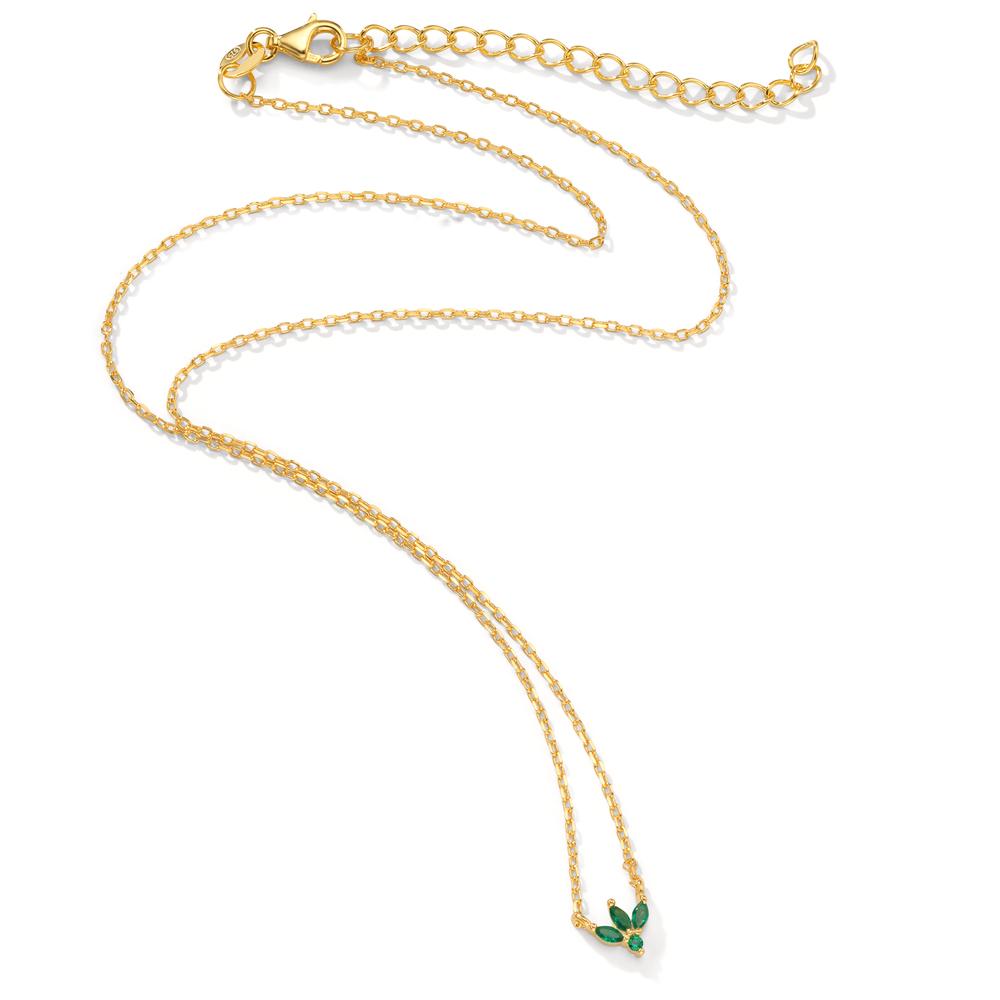 Collana Argento Zirconia verde, 4 pietra giallo dorato 38-42 cm