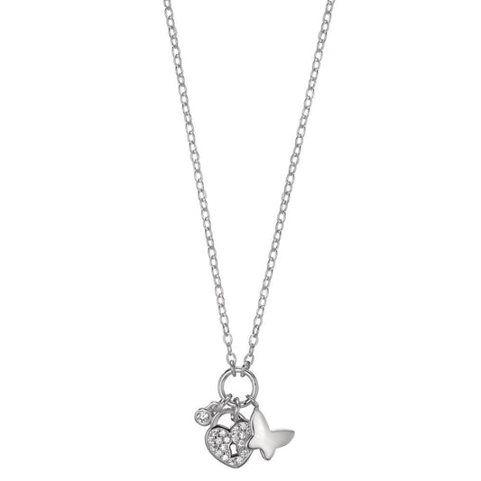 Collana Argento Zirconia rodiato Cuore 40-45 cm