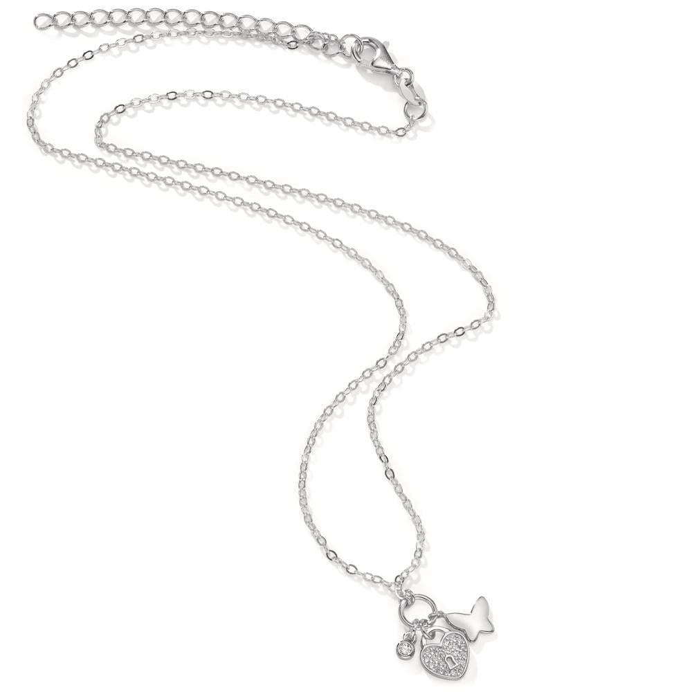 Collana Argento Zirconia rodiato Cuore 40-45 cm