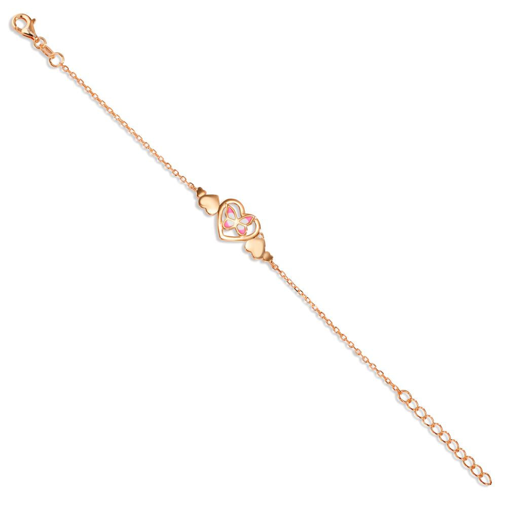 Bracciale Argento rosa dorato Farfalla 14-17 cm