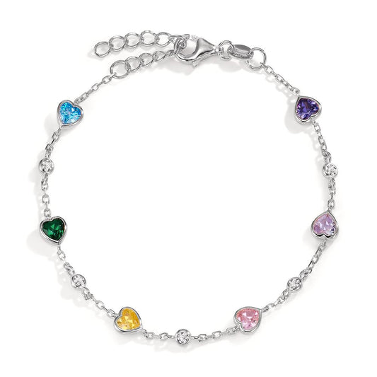 Bracciale Argento Zirconia colorato, 11 pietra rodiato 16-19 cm