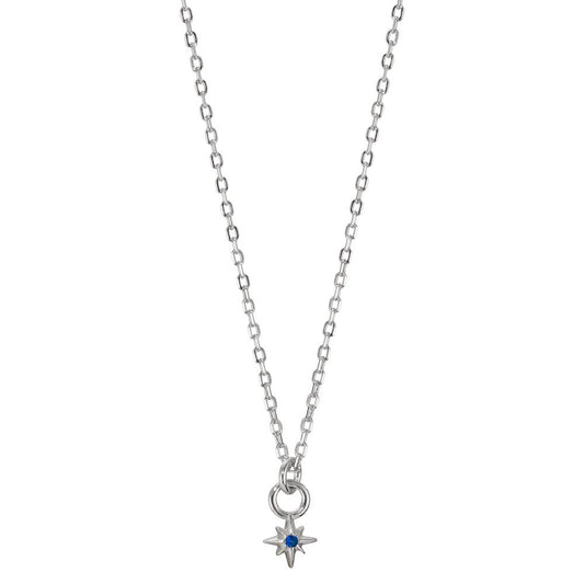 Collana Argento Zirconia blu rodiato Stella 36-41 cm