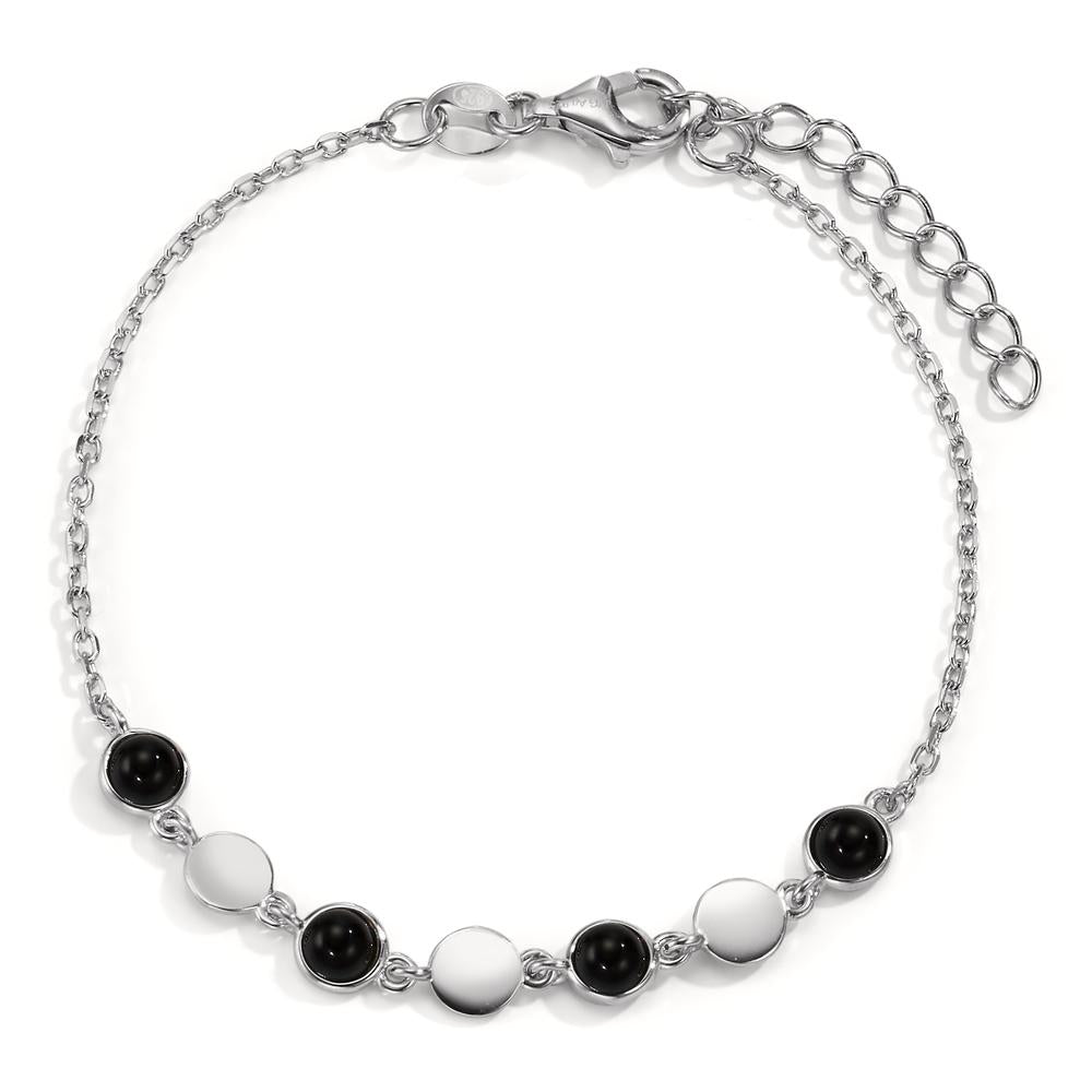 Bracciale Argento Onice 4 pietra rodiato 16-19 cm