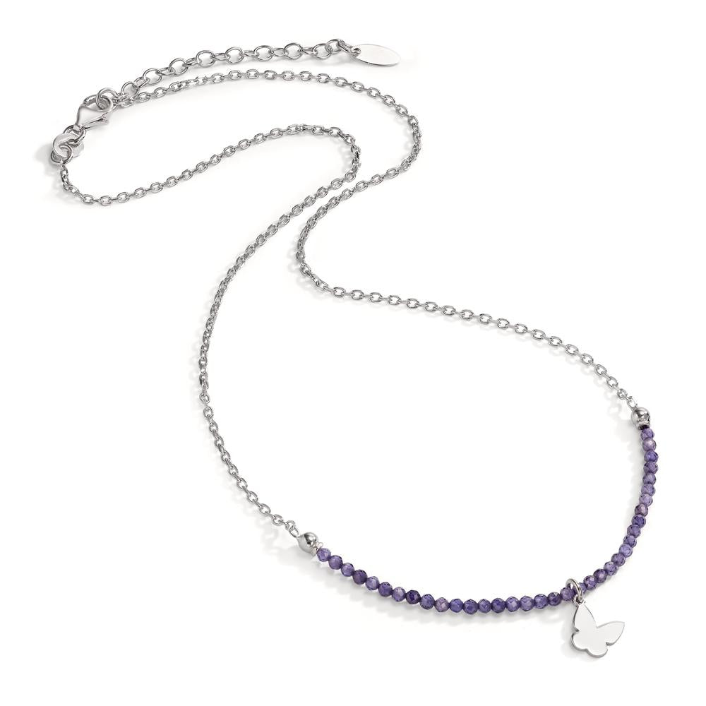 Collana Argento Cristallo Viola rodiato Farfalla 40-44 cm