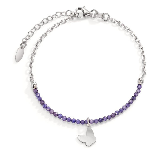 Bracciale Argento Cristallo Viola rodiato Farfalla 17-20 cm