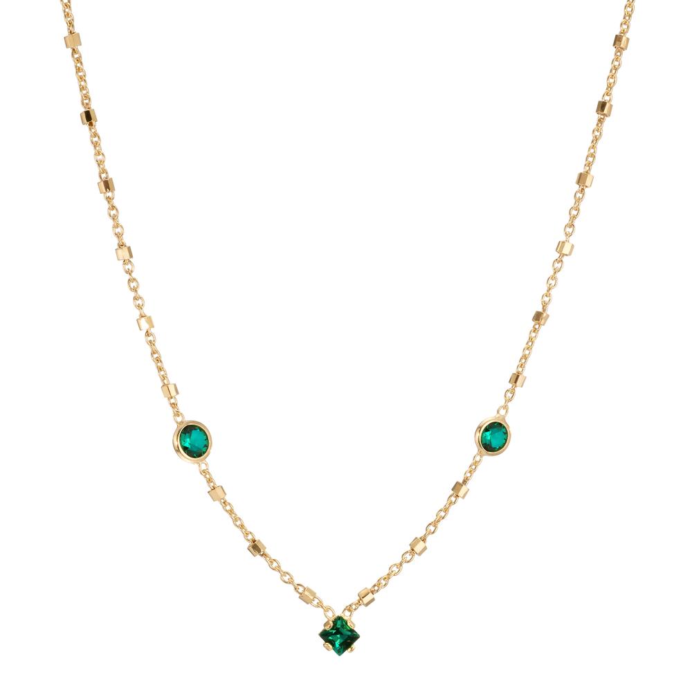 Collana Argento Zirconia verde, 3 pietra giallo dorato 40-45 cm