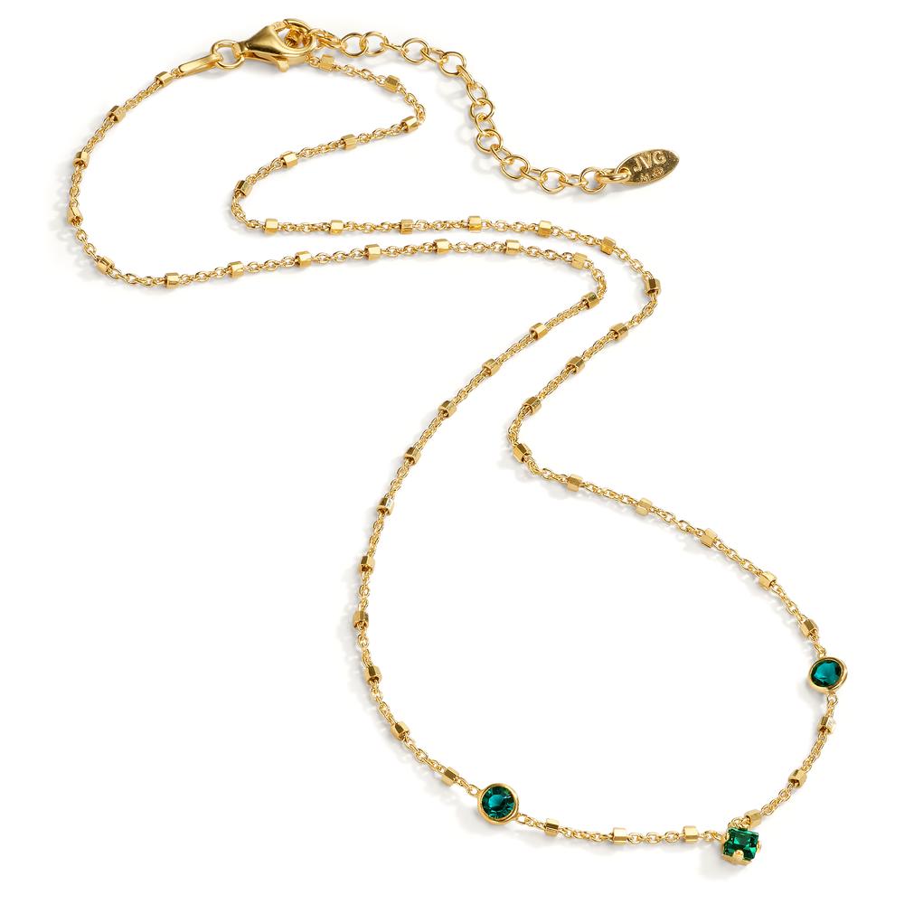 Collana Argento Zirconia verde, 3 pietra giallo dorato 40-45 cm