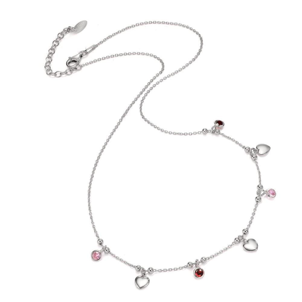 Collana Argento Zirconia 4 pietra rodiato Cuore 40-45 cm