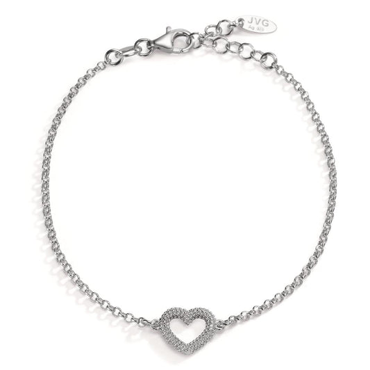 Bracciale Argento rodiato Cuore 17-19 cm