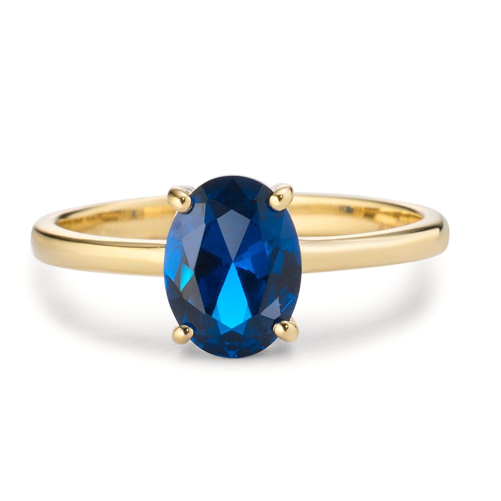 Anello Oro giallo 585/14 kt Zirconia blu