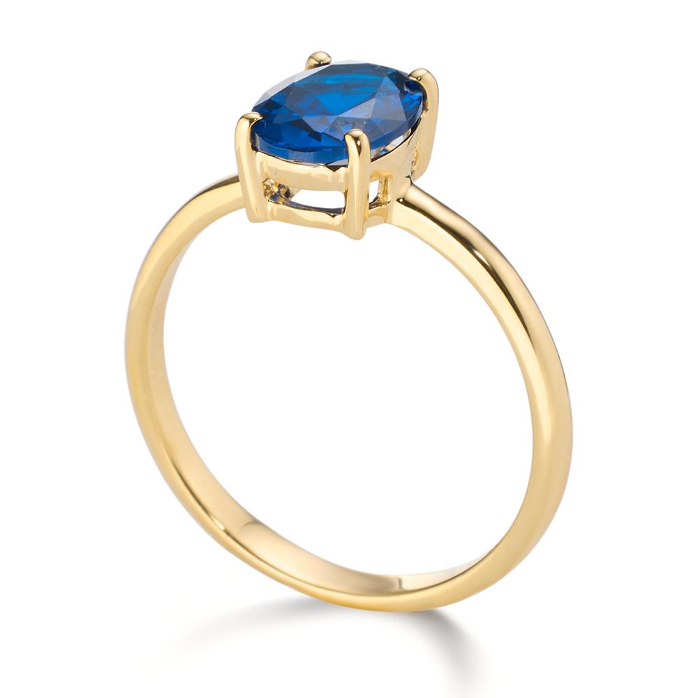 Anello Oro giallo 585/14 kt Zirconia blu