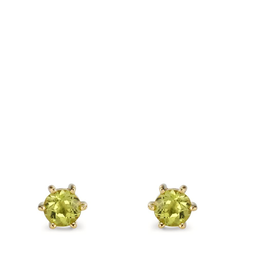 Orecchini a bottone Oro giallo 375/9K Peridoto 2 pietra Ø5 mm