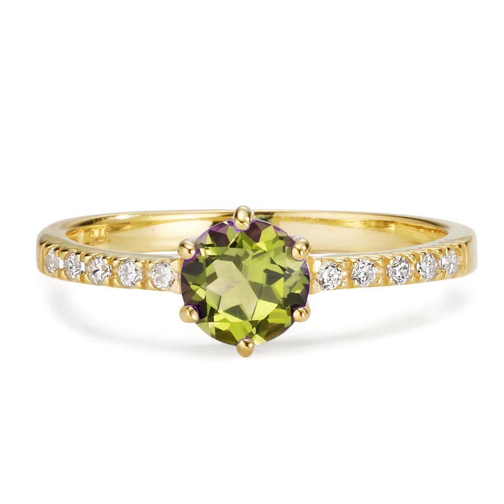 Anello Oro giallo 375/9K Peridoto, Zirconia 10 pietra