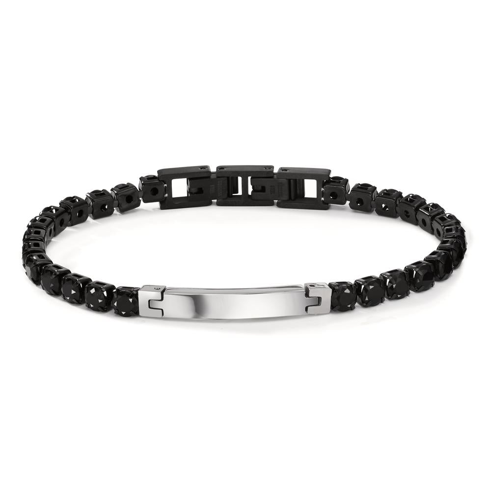 Bracciale con incisione Acciaio inossidabile Zirconia nero 20-21 cm