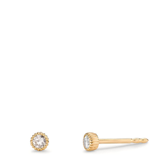 Orecchini a bottone Oro giallo 585/14 kt Diamante 0.14 ct, 2 pietra, w-si Ø3 mm